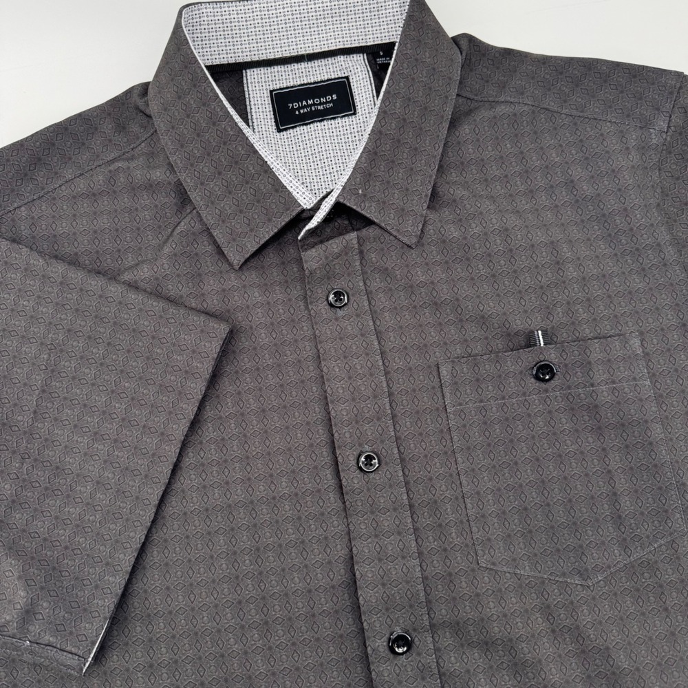 7Diamonds Navigator Mens Small Charcoal Grey 4-Way Stretch Short Sleeve Shirt